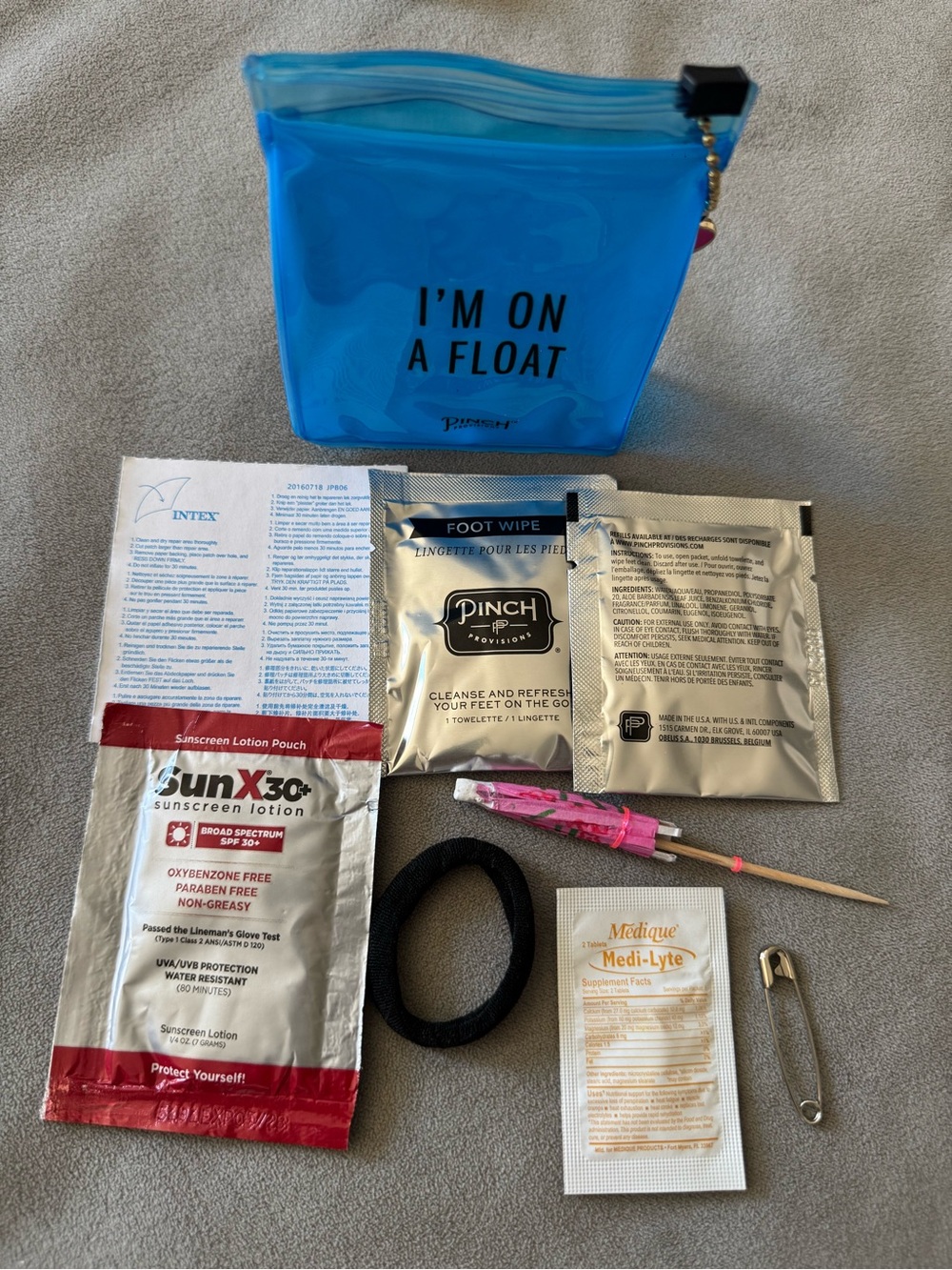Pool Party Kit in a Blue Translucent Travel Pouch
